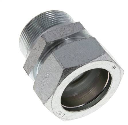 M48x2 Male x 42L Zinc plated Steel Straight Cutting Ring 160 Bar DIN 2353