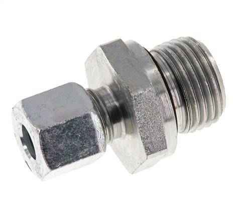 G 1/2'' Außengewinde x 8L Verzinkter gerader Schneidring aus Stahl mit FKM-Dichtung 315 bar DIN 2353