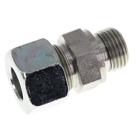 G 1/2'' Außengewinde x 16S Verzinkter Stahl-Schneidring gerade mit FKM-Dichtung 400 bar DIN 2353