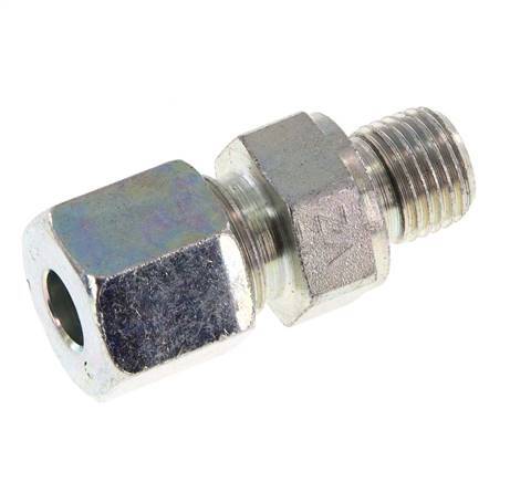 G 1/4'' Male x 8S Zinc plated Steel Straight Cutting Ring with FKM Seal 630 Bar DIN 2353 [2 Pieces]