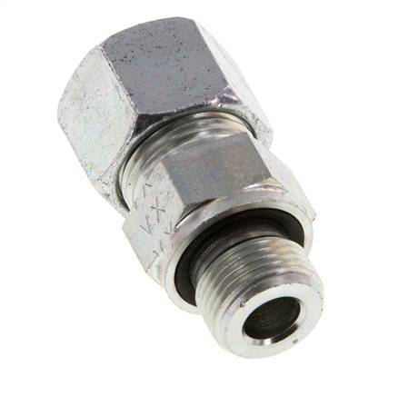 G 3/8'' Male x 12S Zinc plated Steel Straight Cutting Ring with FKM Seal 630 Bar DIN 2353 [2 Pieces]