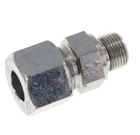 G 3/8'' Außengewinde x 14S Verzinkter Stahl-Schneidring gerade mit FKM-Dichtung 630 bar DIN 2353