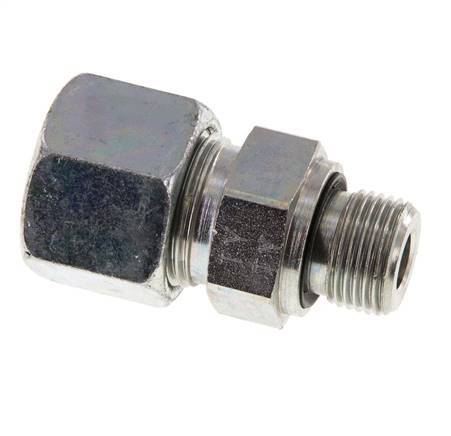 G 3/8'' Außengewinde x 14S Verzinkter Stahl-Schneidring gerade mit FKM-Dichtung 630 bar DIN 2353