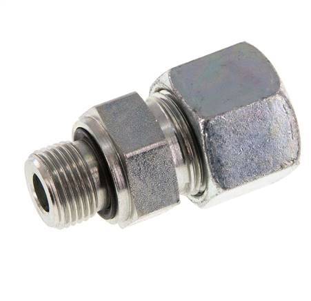 G 3/8'' Außengewinde x 14S Verzinkter Stahl-Schneidring gerade mit FKM-Dichtung 630 bar DIN 2353