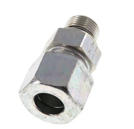 G 3/8'' Außengewinde x 14S Verzinkter Stahl-Schneidring gerade mit FKM-Dichtung 630 bar DIN 2353