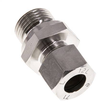 G 1/2'' Außengewinde x 12L Gerader Schneidring aus Edelstahl mit FKM-Dichtung 315 Bar DIN 2353