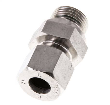 G 1/2'' Außengewinde x 12S Gerader Schneidring aus Edelstahl mit FKM-Dichtung 630 bar DIN 2353