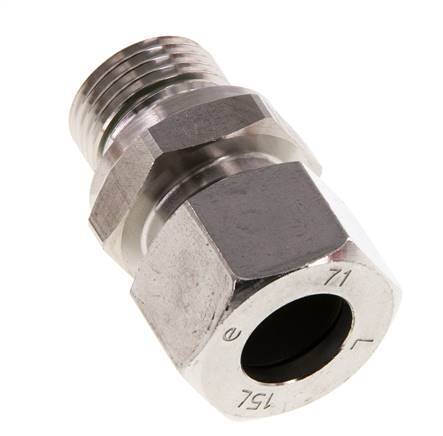 G 1/2'' Außengewinde x 15L Gerader Schneidring aus Edelstahl mit FKM-Dichtung 315 Bar DIN 2353