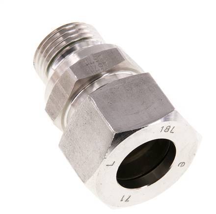 G 1/2'' Außengewinde x 18L Gerader Schneidring aus Edelstahl mit FKM-Dichtung 315 Bar DIN 2353