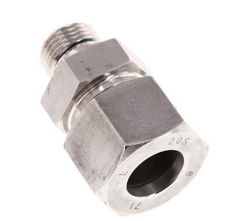 G 1/2'' Außengewinde x 20S Gerader Schneidring aus Edelstahl mit FKM-Dichtung 400 bar DIN 2353