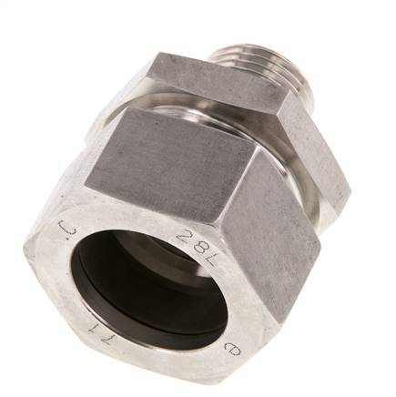 G 1/2'' Außengewinde x 28L Gerader Schneidring aus Edelstahl mit FKM-Dichtung 160 bar DIN 2353