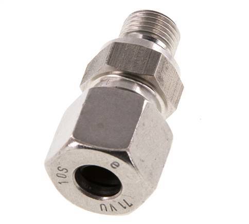 G 1/4'' Außengewinde x 10S Gerader Schneidring aus Edelstahl mit FKM-Dichtung 630 bar DIN 2353