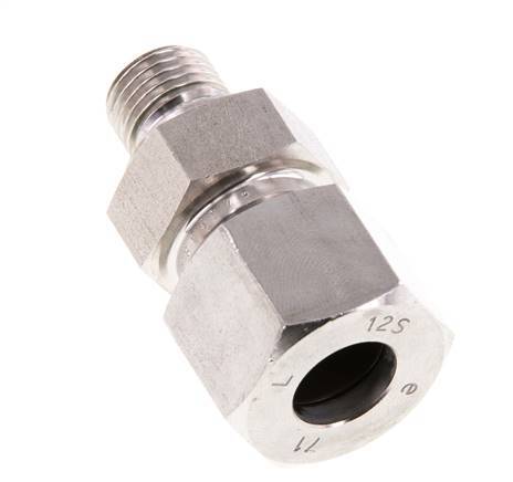 G 1/4'' Außengewinde x 12S Gerader Schneidring aus Edelstahl mit FKM-Dichtung 630 bar DIN 2353