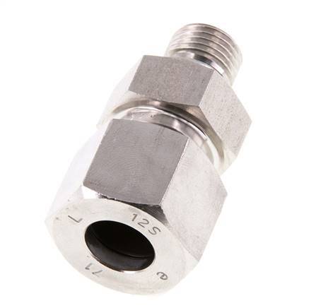 G 1/4'' Außengewinde x 12S Gerader Schneidring aus Edelstahl mit FKM-Dichtung 630 bar DIN 2353
