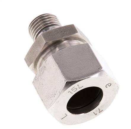 G 1/4'' Außengewinde x 15L Gerader Schneidring aus Edelstahl mit FKM-Dichtung 315 Bar DIN 2353