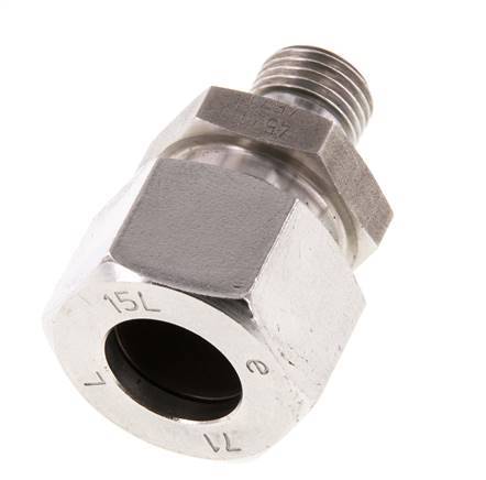 G 1/4'' Außengewinde x 15L Gerader Schneidring aus Edelstahl mit FKM-Dichtung 315 Bar DIN 2353