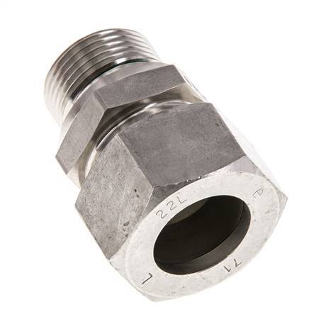 G 3/4'' Außengewinde x 22L Gerader Schneidring aus Edelstahl mit FKM-Dichtung 160 bar DIN 2353