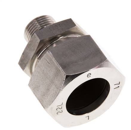 G 3/8'' Außengewinde x 22L Gerader Schneidring aus Edelstahl mit FKM-Dichtung 160 bar DIN 2353