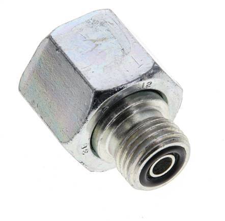 UN 13/16''-16 x UNF 9/16''-18 M/F Zinc plated Steel Reducing Adapter ORFS 630 Bar - Hydraulic