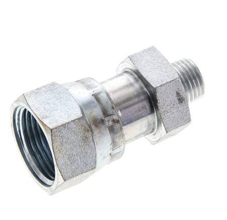 UNS 1''-14 x UNF 9/16''-18 F/M Zinc plated Steel Reducing Adapter ORFS 400 Bar - Hydraulic