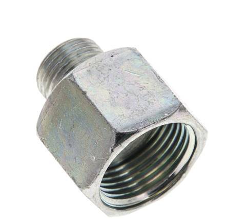 UNS 1''-14 x UN 11/16''-16 M/F Verzinkter Stahl Reduzieradapter ORFS 400 Bar - Hydraulisch