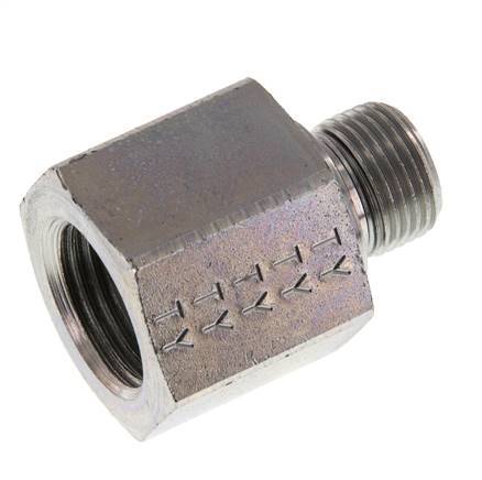G 3/8'' x G 1/2'' M/F Verzinkter Stahl Reduzieradapter 630 bar - Hydraulik [2 Stück]