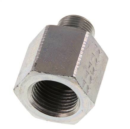 G 3/8'' x G 1/2'' M/F Verzinkter Stahl Reduzieradapter 630 bar - Hydraulik [2 Stück]