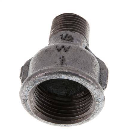 R 1/2'' x Rp 1'' M/F Zinc plated Cast iron Reducing Adapter 25 Bar [2 Pieces]