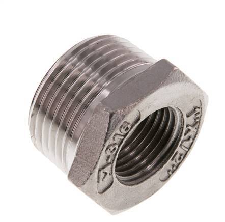 R 1'' x Rp 1/2'' M/F Reduzierring aus rostfreiem Stahl 16 bar