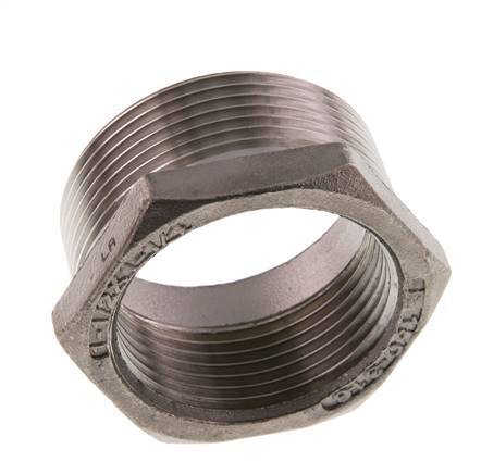 R 1 1/2'' x Rp 1 1/4'' M/F Reduzierring aus Edelstahl 16 bar