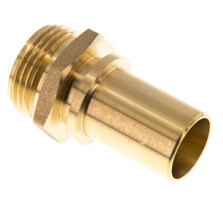 G 1'' Außengewinde x 25mm Messing Schlauchanschluss mit Sicherheitsmanschette DIN 2817