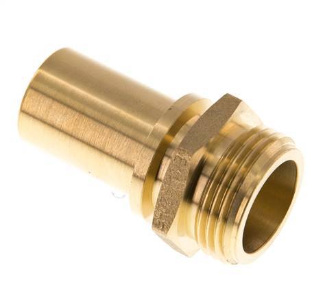 G 1'' Außengewinde x 25mm Messing Schlauchanschluss mit Sicherheitsmanschette DIN 2817