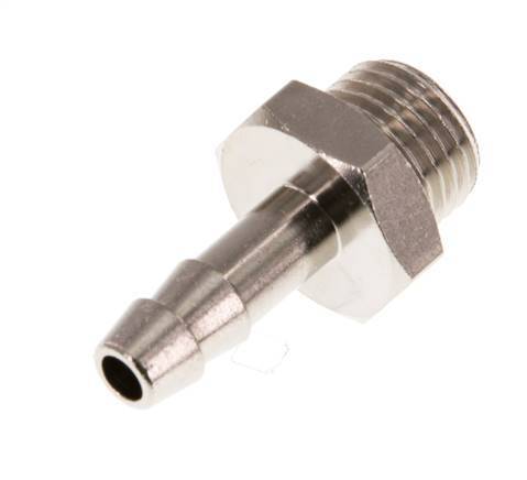 G 1/4'' Male x 6mm Nickel plated Brass Hose barb 16 Bar [5 Pieces]