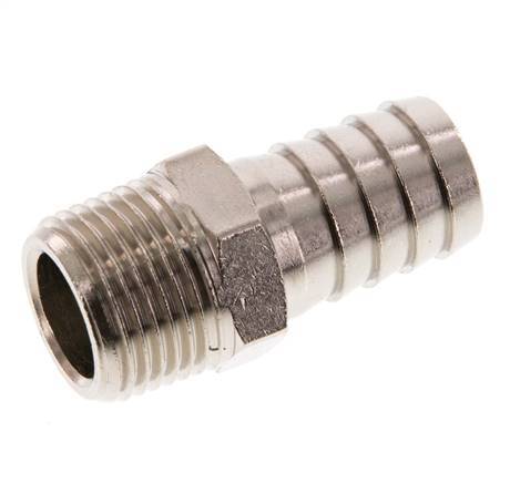 R 3/8'' Male x 13mm Nickel plated Brass Hose barb 16 Bar [2 Pieces]