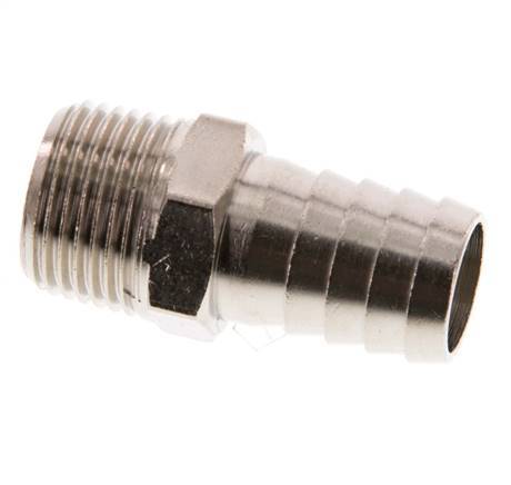 R 3/8'' Male x 13mm Nickel plated Brass Hose barb 16 Bar [2 Pieces]