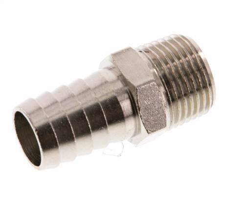 R 3/8'' Male x 13mm Nickel plated Brass Hose barb 16 Bar [2 Pieces]