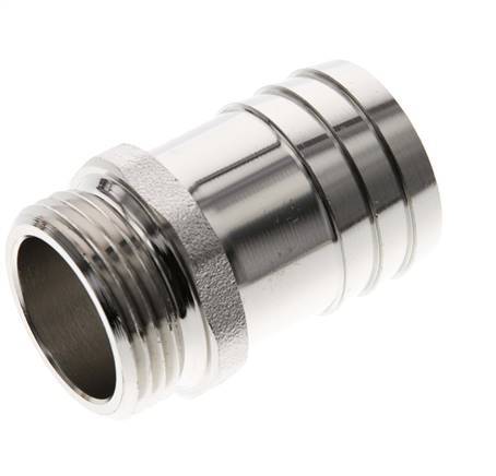 G 1'' Außengewinde x 32 mm vernickeltes Messing Schlauchanschluss 16 bar