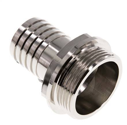 G 1 1/2'' Außengewinde x 32 mm Messing vernickelt Schlauchanschluss 16 bar