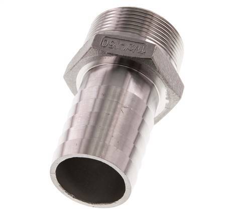 R 1 1/2'' Außengewinde x 38 mm Schlauchanschluss aus Edelstahl 16 bar