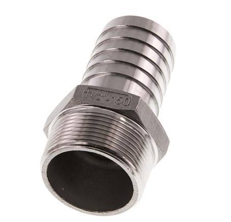 R 1 1/2'' Außengewinde x 38 mm Schlauchanschluss aus Edelstahl 16 bar