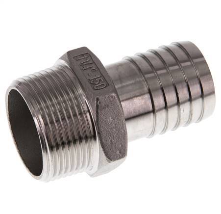 R 1 1/4'' Außengewinde x 32 mm Schlauchanschluss aus Edelstahl 16 bar