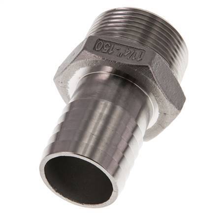 R 1 1/4'' Außengewinde x 32 mm Schlauchanschluss aus Edelstahl 16 bar