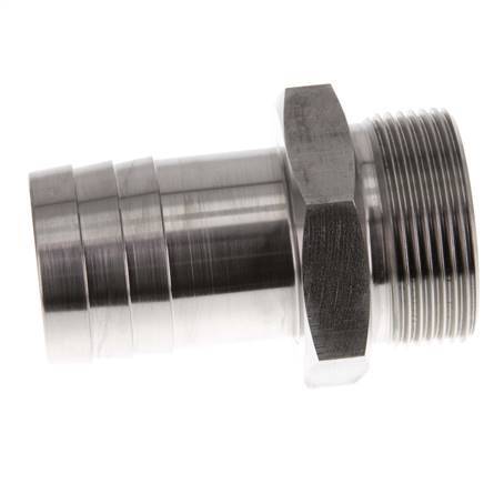 G 1 1/2'' Außengewinde x 38 mm Schlauchanschluss aus Edelstahl 40 bar