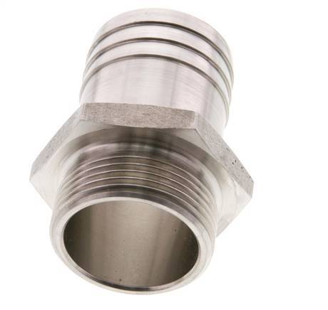 G 1 1/4'' Außengewinde x 38 mm Schlauchanschluss aus Edelstahl 40 bar