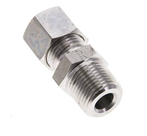 3/8'' NPT Male x 10L Stainless steel Straight Compression Fitting 315 Bar DIN 2353