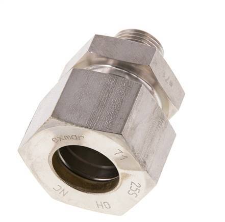 G 1/2'' Außengewinde x 25S Edelstahl-Kompressionsverschraubung mit FKM-Dichtung 400 bar DIN 2353