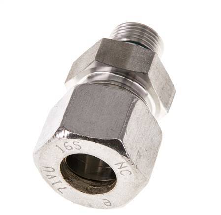 G 3/8'' Außengewinde x 16S Edelstahl-Kompressionsverschraubung mit FKM-Dichtung 400 bar DIN 2353