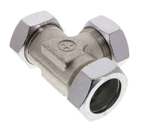 42L Verzinktes Stahl T-Stück Schneidring 160 Bar DIN 2353