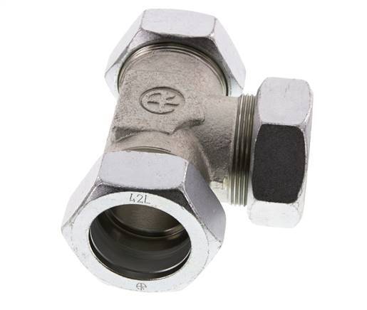 42L Verzinktes Stahl T-Stück Schneidring 160 Bar DIN 2353