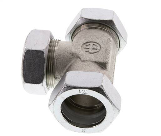 42L Verzinktes Stahl T-Stück Schneidring 160 Bar DIN 2353